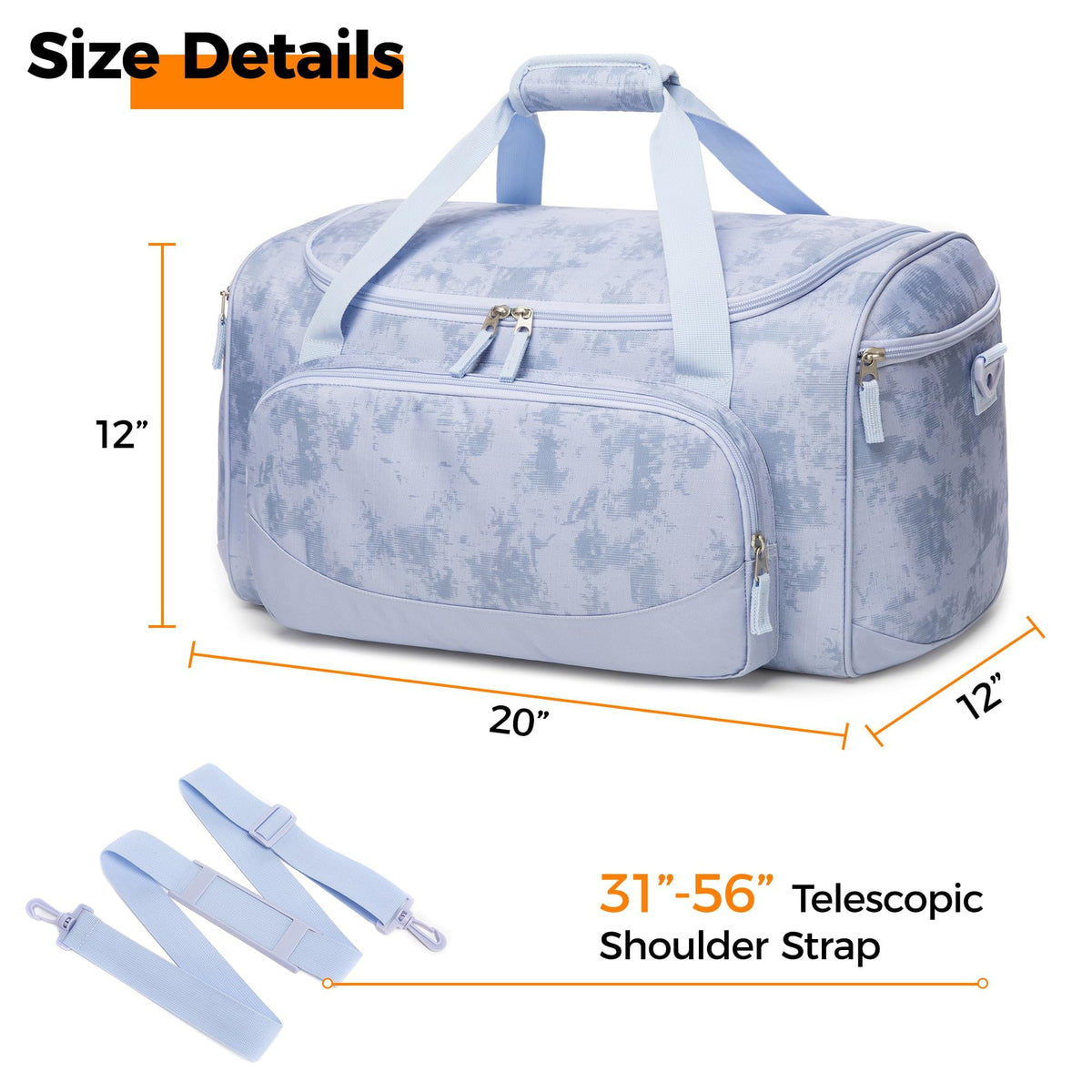 Gym Bag for Men & Women - 50L Large Duffle Bag for Travel, Black