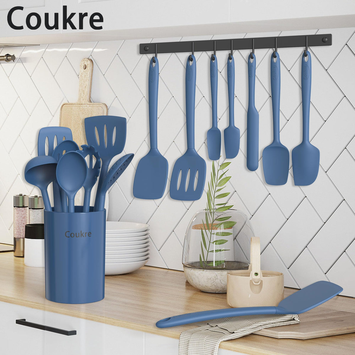 Silicone Kitchen Cooking Utensils Set, Heat Resistant, 14-Piece
