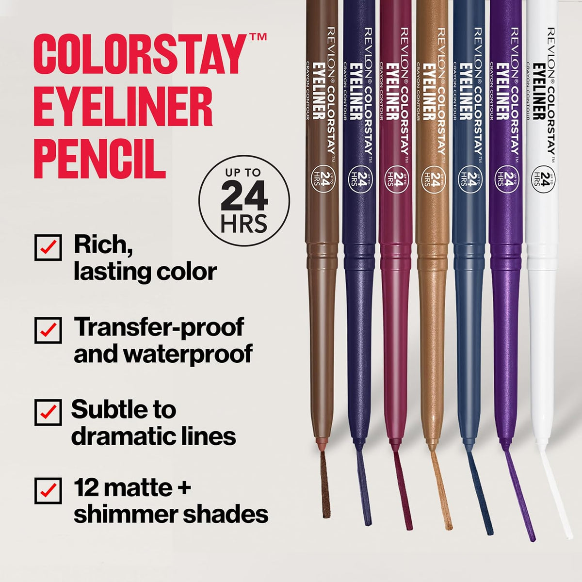 Revlon ColorStay Pencil Waterproof Eyeliner, 201 Black, 2 pack