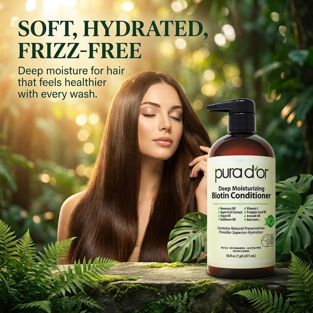 PURA D'OR Apple Cider Vinegar Shampoo & Conditioner Clarifying Set, 16oz x2