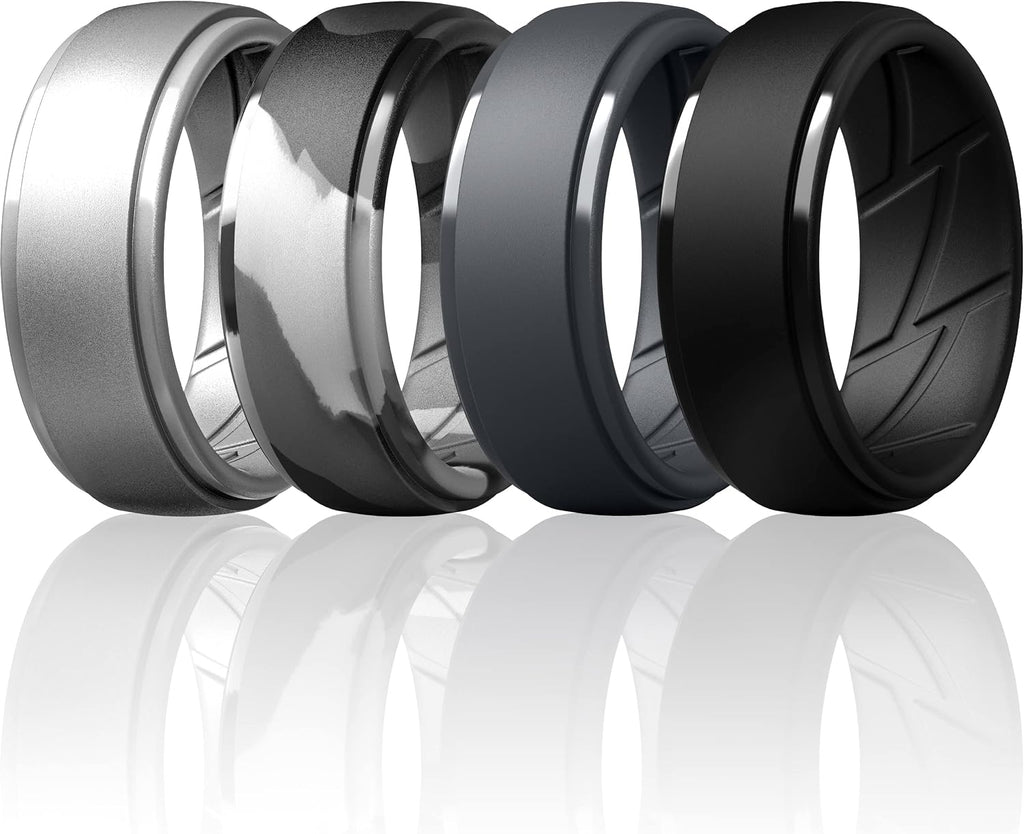 ThunderFit Men's Silicone Rings, Breathable Rubber Bands, 10mm Wide