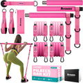 Pilates Bar Kit with Resistance Bands, Adjustable Pink Workout Set