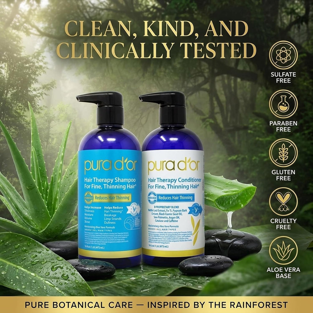 PURA D'OR Apple Cider Vinegar Shampoo & Conditioner Clarifying Set, 16oz x2