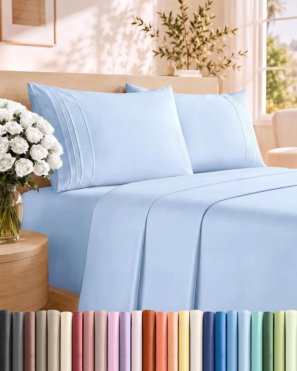 Short Queen Size 4 Piece Bed Sheet Set - RV Short Queen Sheets - Dark Grey