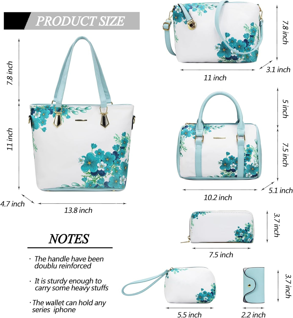 2E-youth Damen Geldbrsen und Handtaschen Set Tragetasche, Umhngetasche
