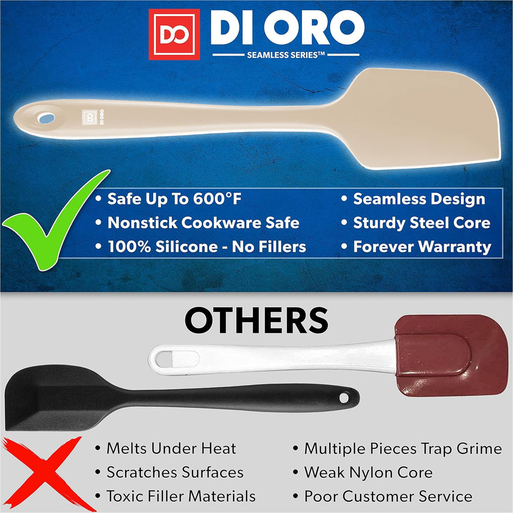 DI ORO Silicone Spatula Set - 600F Heat Resistant, 3-Pc Black