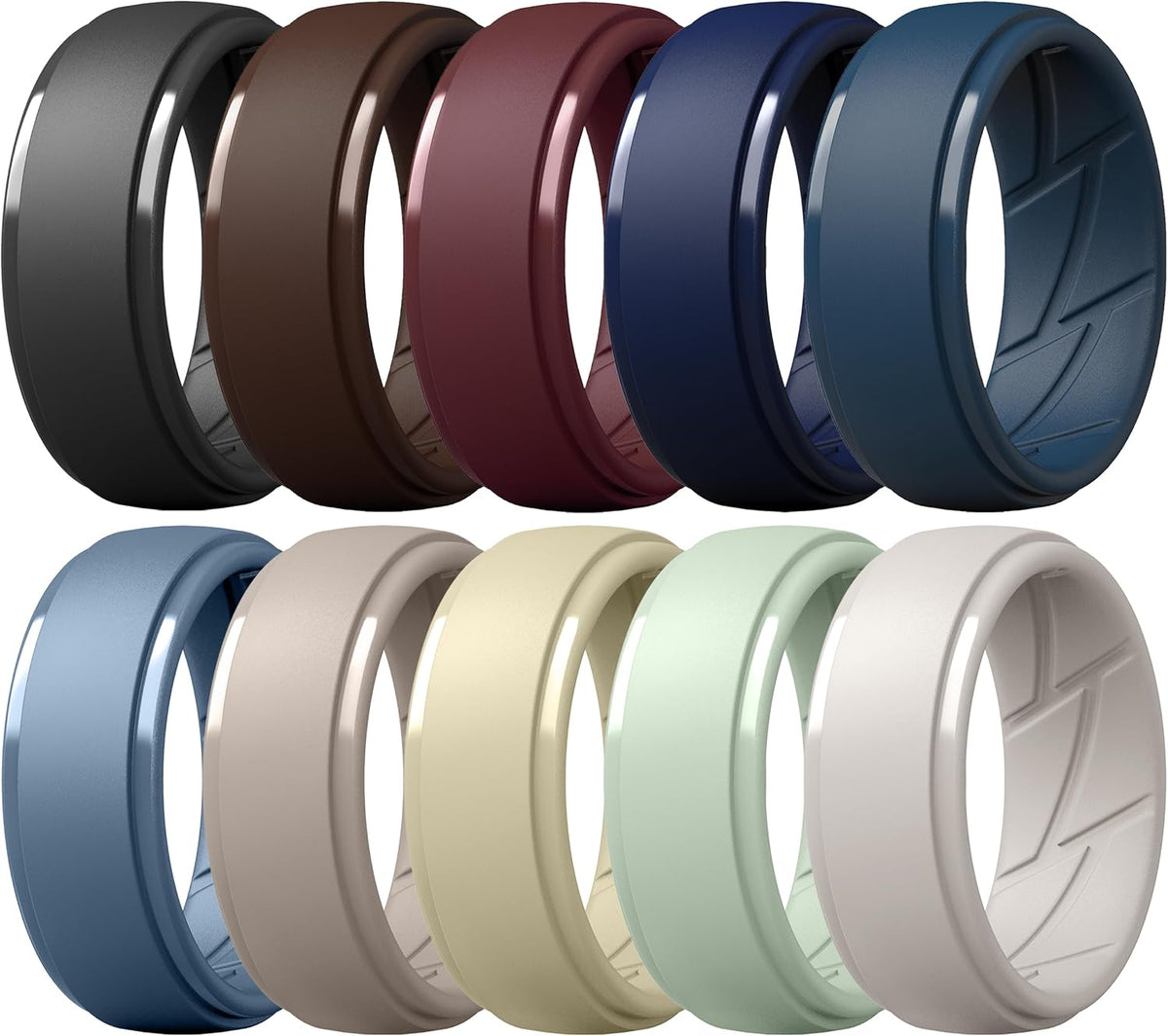 ThunderFit Men's Silicone Rings, Breathable Rubber Bands, 10mm Wide