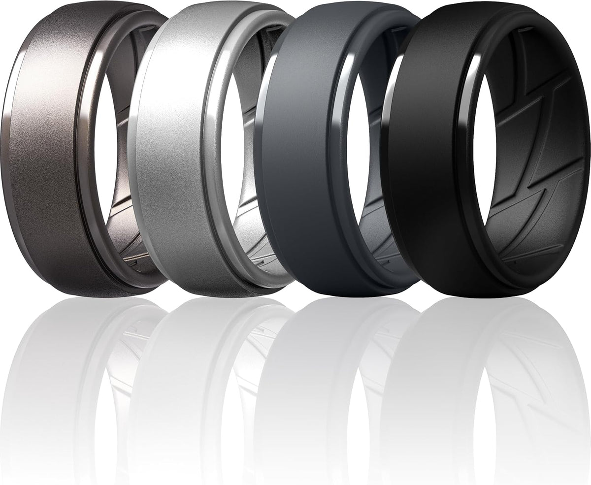 ThunderFit Men's Silicone Rings, Breathable Rubber Bands, 10mm Wide