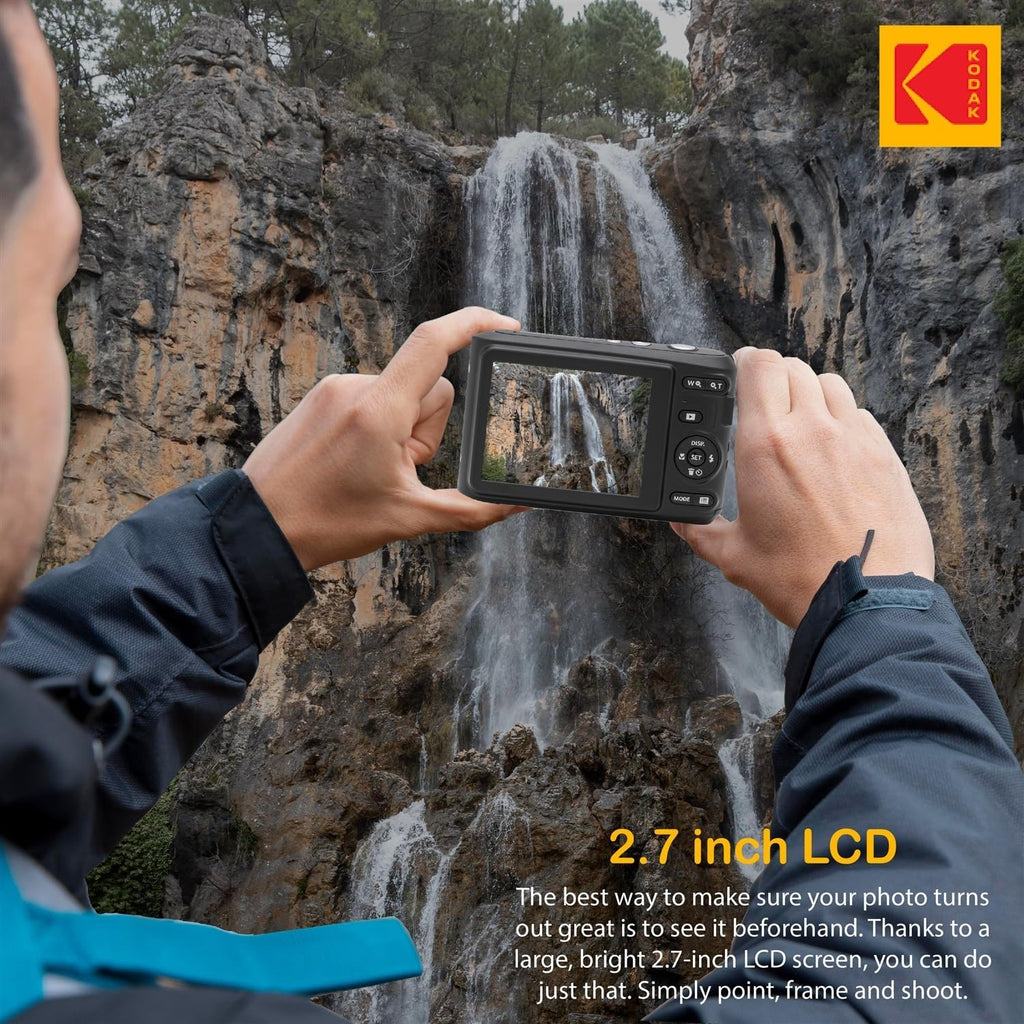 KODAK PIXPRO FZ45 16MP Digital Camera with 4X Optical Zoom 27mm Wide Angle and 2.7" LCD Screen Bundle with 32GB SD Memory Card, AA Batteries (4 Pack), Lens Cleaning Cloth (White)