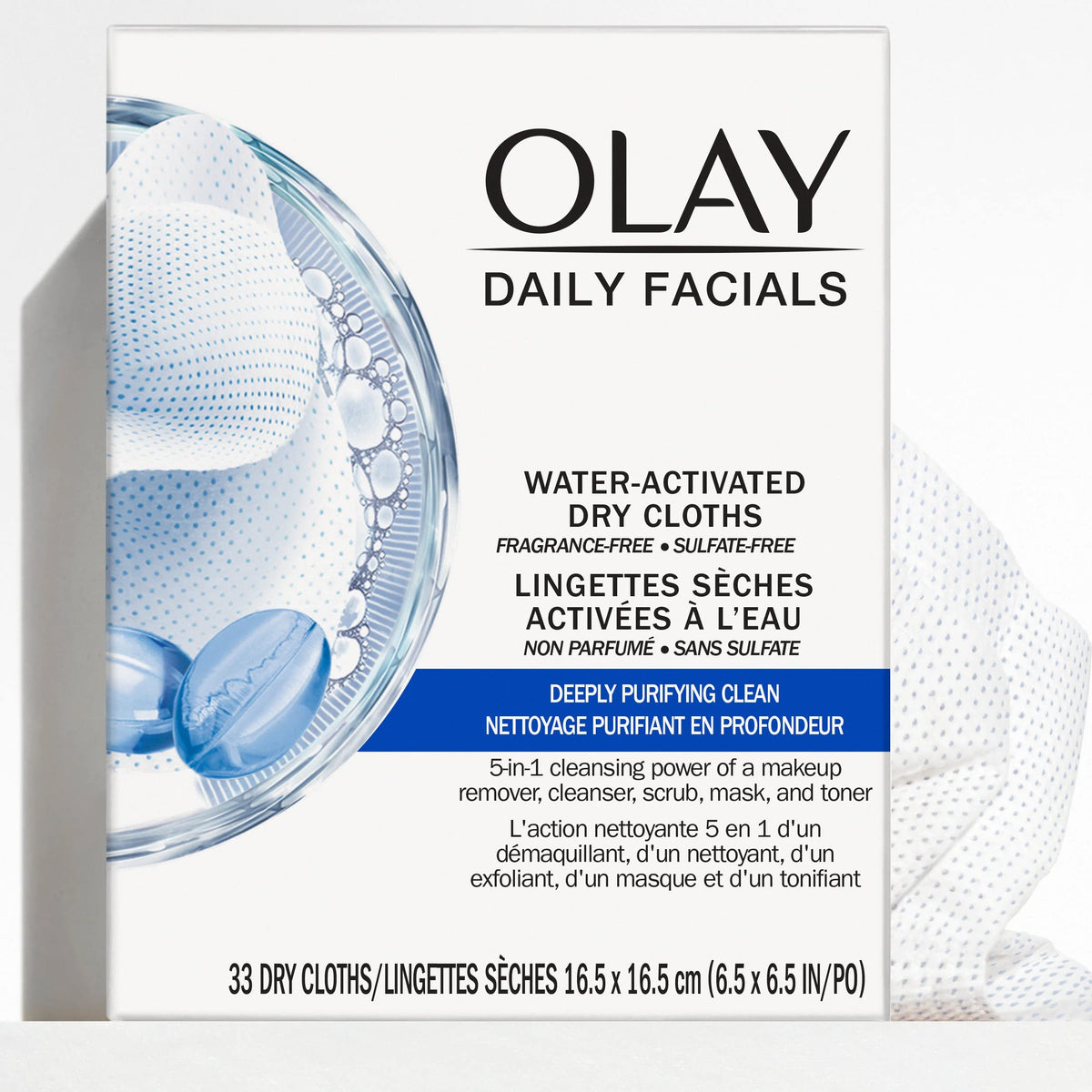 Olay Makeup Remover Wipes, Daily Facials Deep Clean Face Cleanser for Normal to Oily Skin, Alcohol & Fragrance Free, Soft Face Wash Towels, Travel Essentials for Women, Convenient Dry Cloths, 66 ct