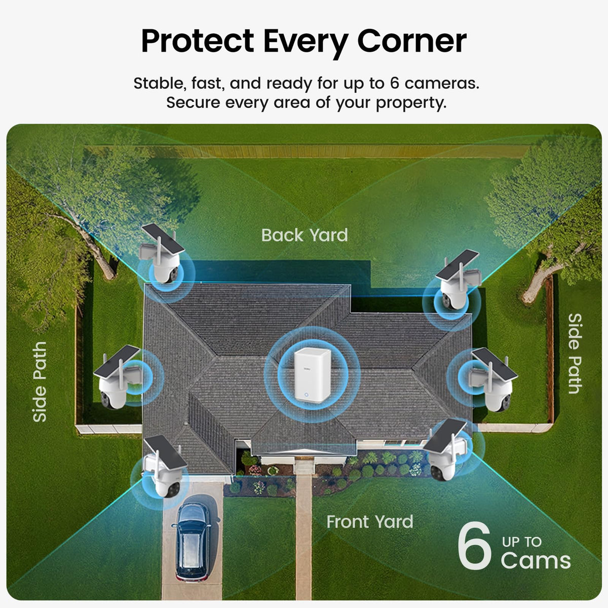 aosu D1 Classic 4-Cam Kit, Security Cameras Wireless Outdoor, Solar Powered