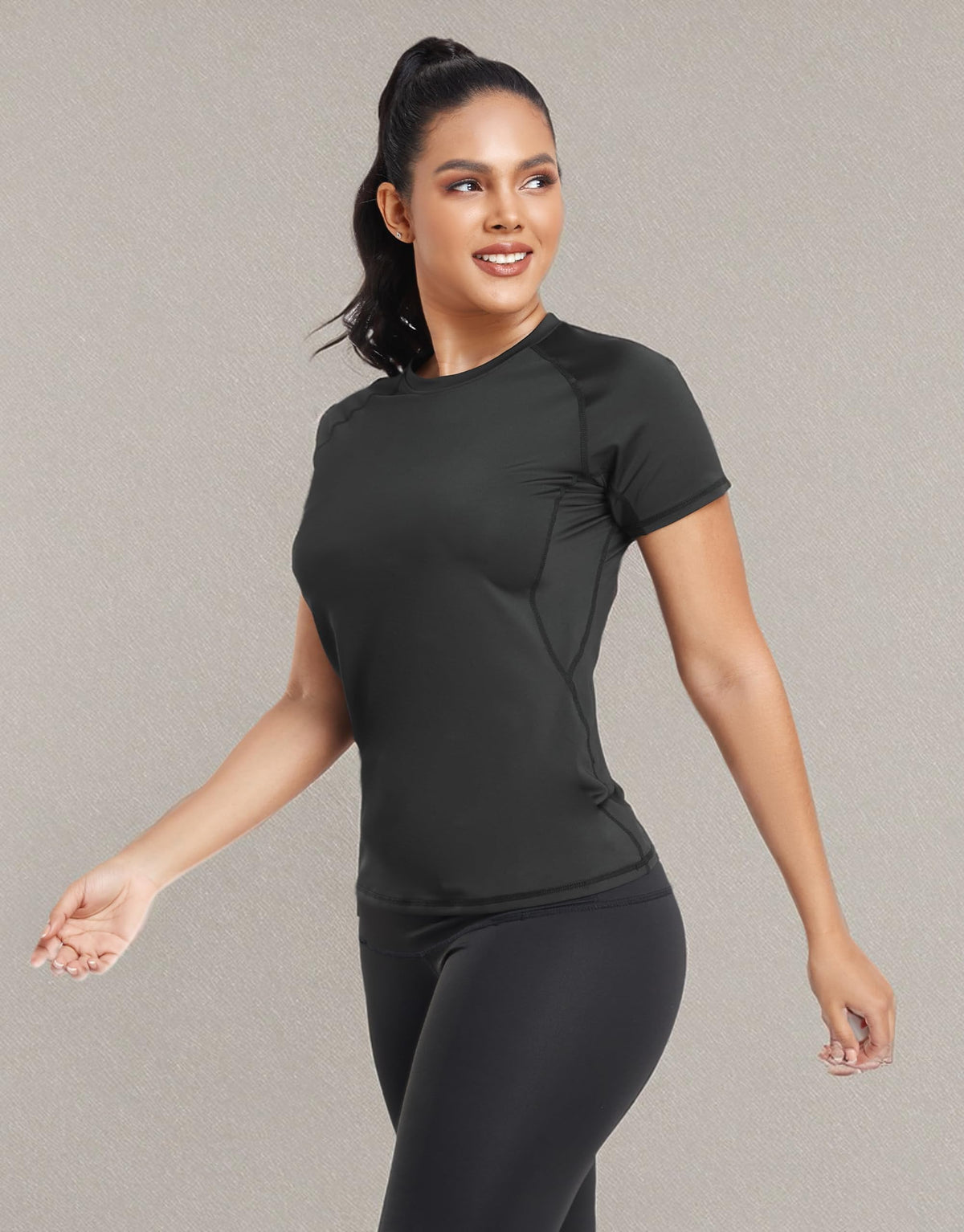 TELALEO 4 Pack Women's Short Sleeve Compression Shirt Workout Tops