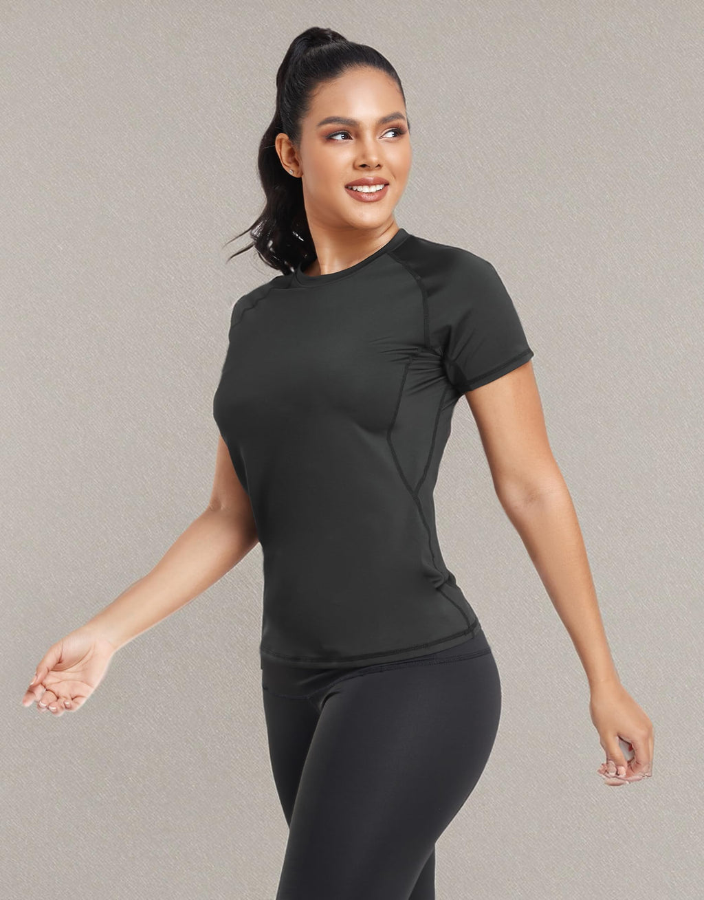 TELALEO 4 Pack Women's Short Sleeve Compression Shirt Workout Tops