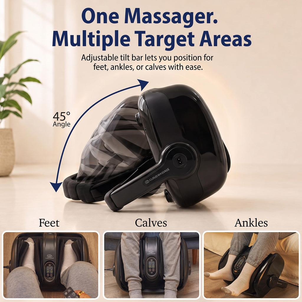 Cloud Massage Shiatsu Foot Massager with Heat, Standard Size, White