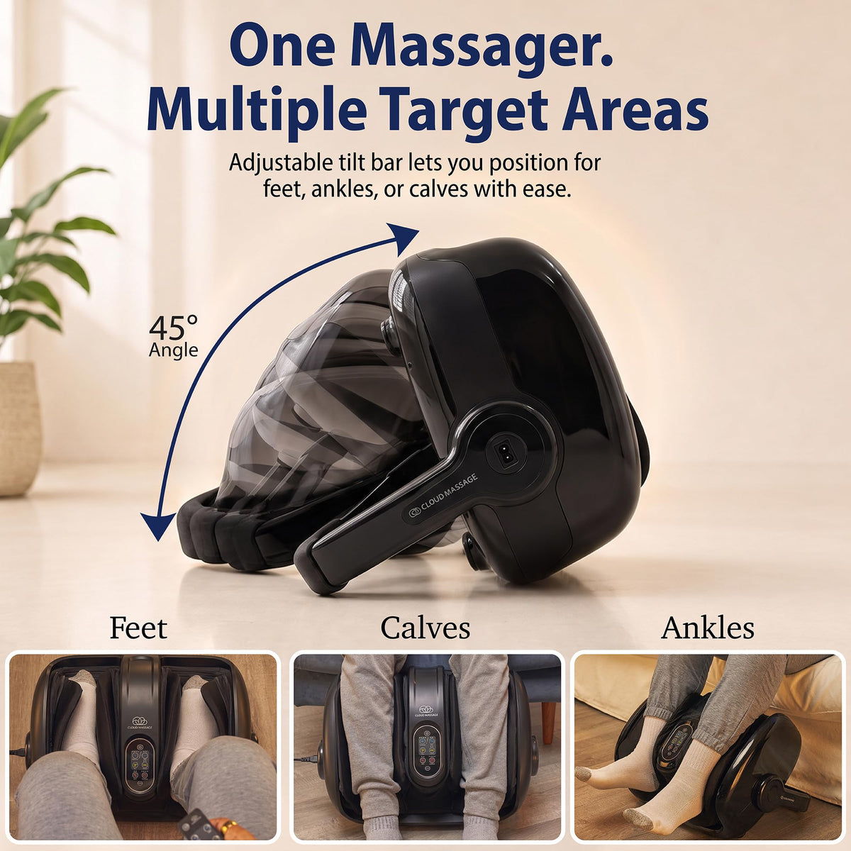 Cloud Massage Shiatsu Foot Massager with Heat, Standard Size, White