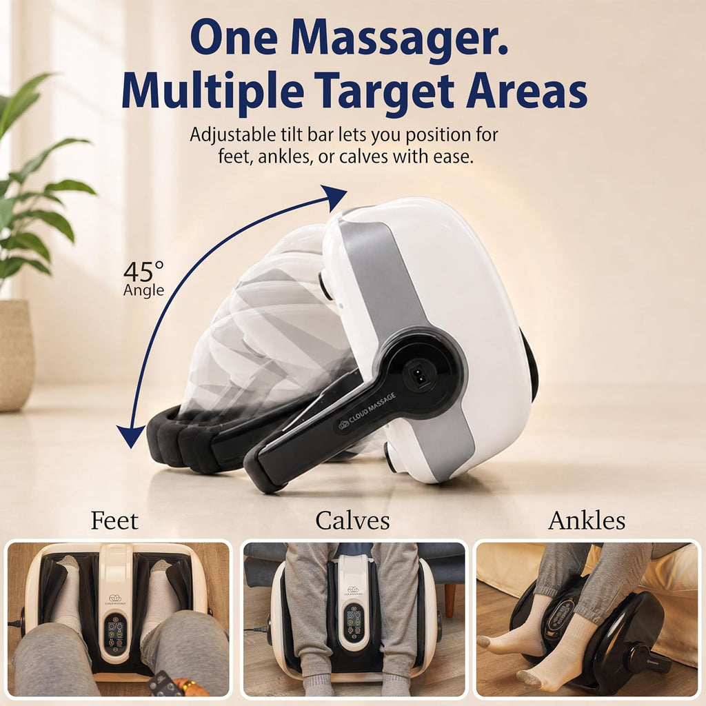 Cloud Massage Shiatsu Foot Massager with Heat, Standard Size, White