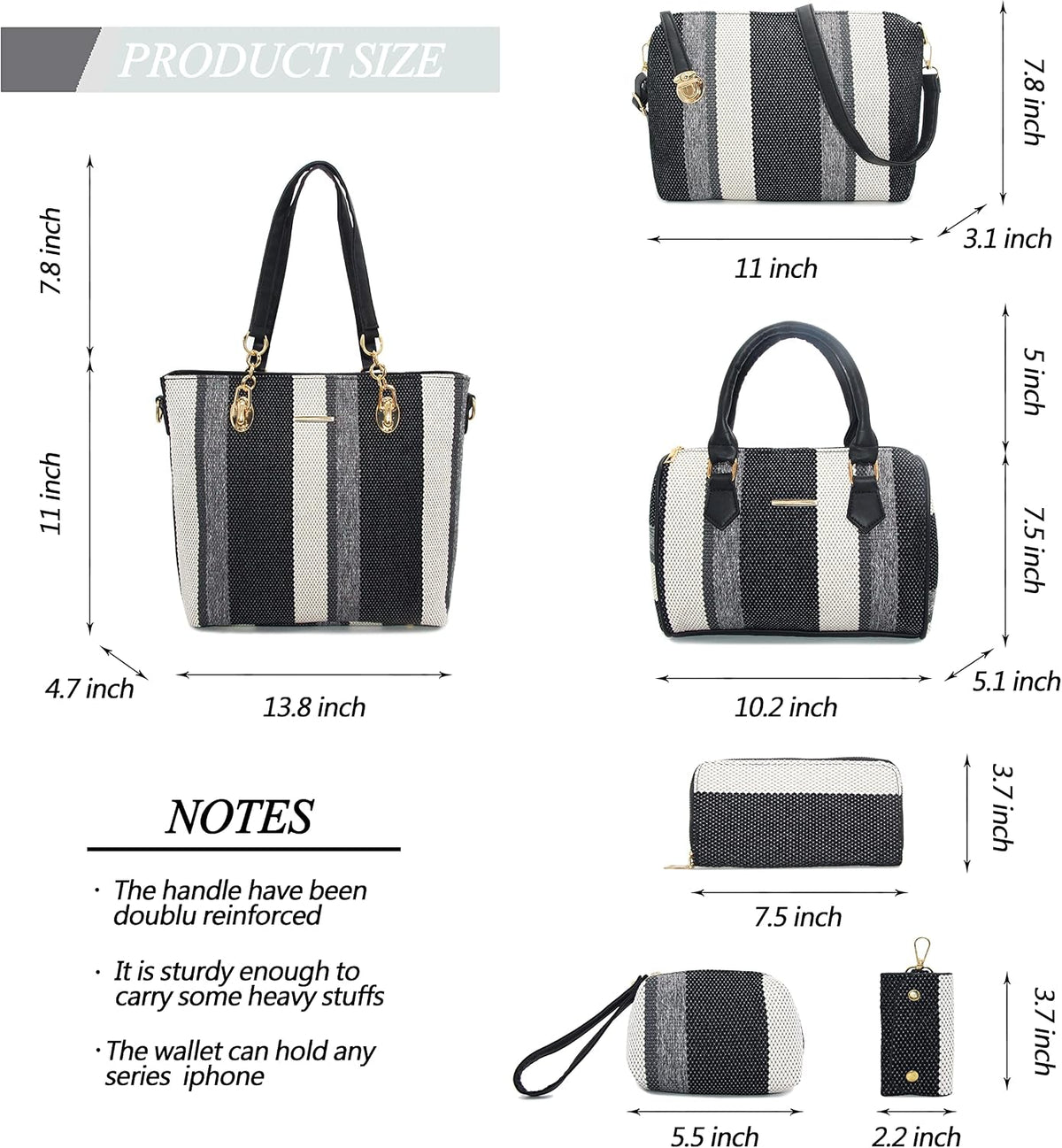 2E-youth Damen Geldbrsen und Handtaschen Set Tragetasche, Umhngetasche