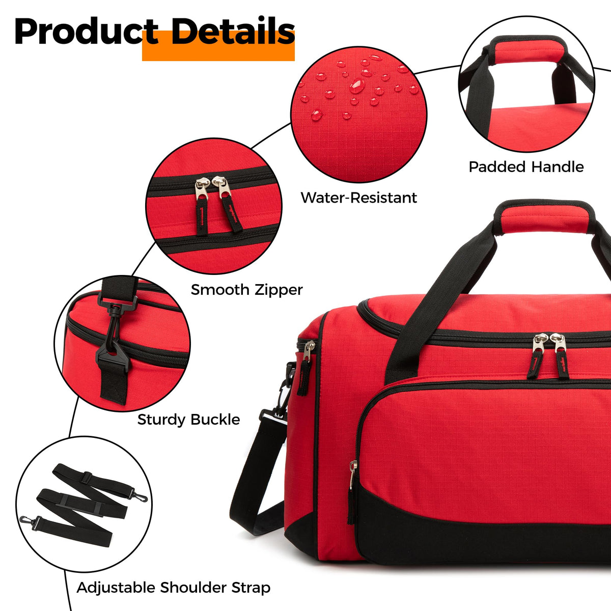 Gym Bag for Men & Women - 50L Large Duffle Bag for Travel, Black