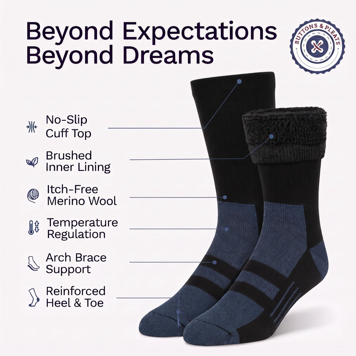 Wool Socks for Men & Women Merino Thermal Warm Cozy Winter Boot Sock