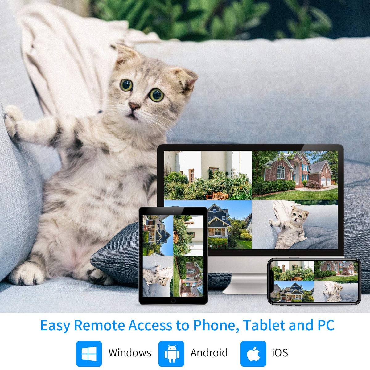 Hiseeu 5MP Home Security Camera System Outdoor, 2.4G/5G Wireless WiFi Pro