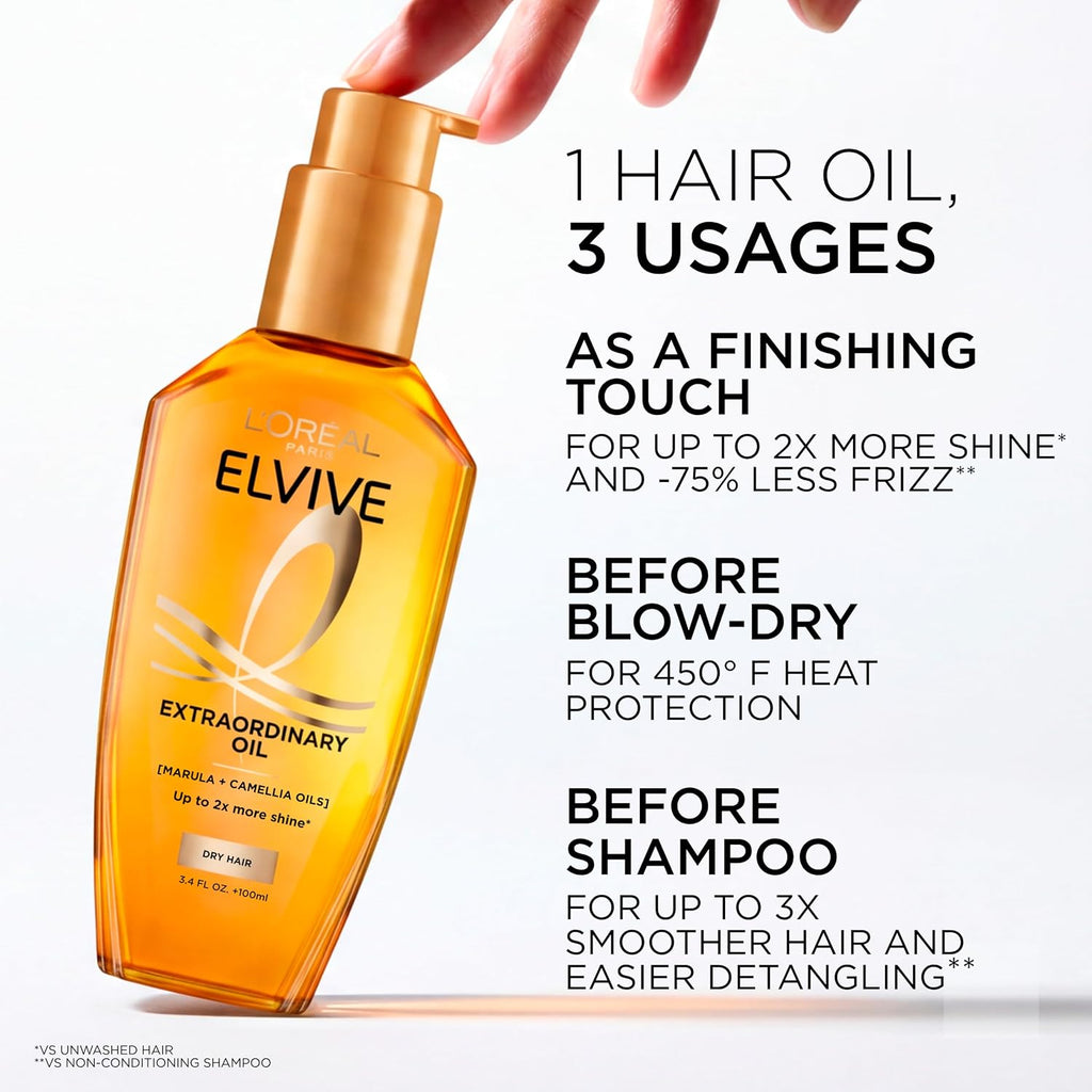 L'Oreal Paris Elvive Extraordinary Oil, Multi-Use Hair Oil, 3.4 Fl Oz