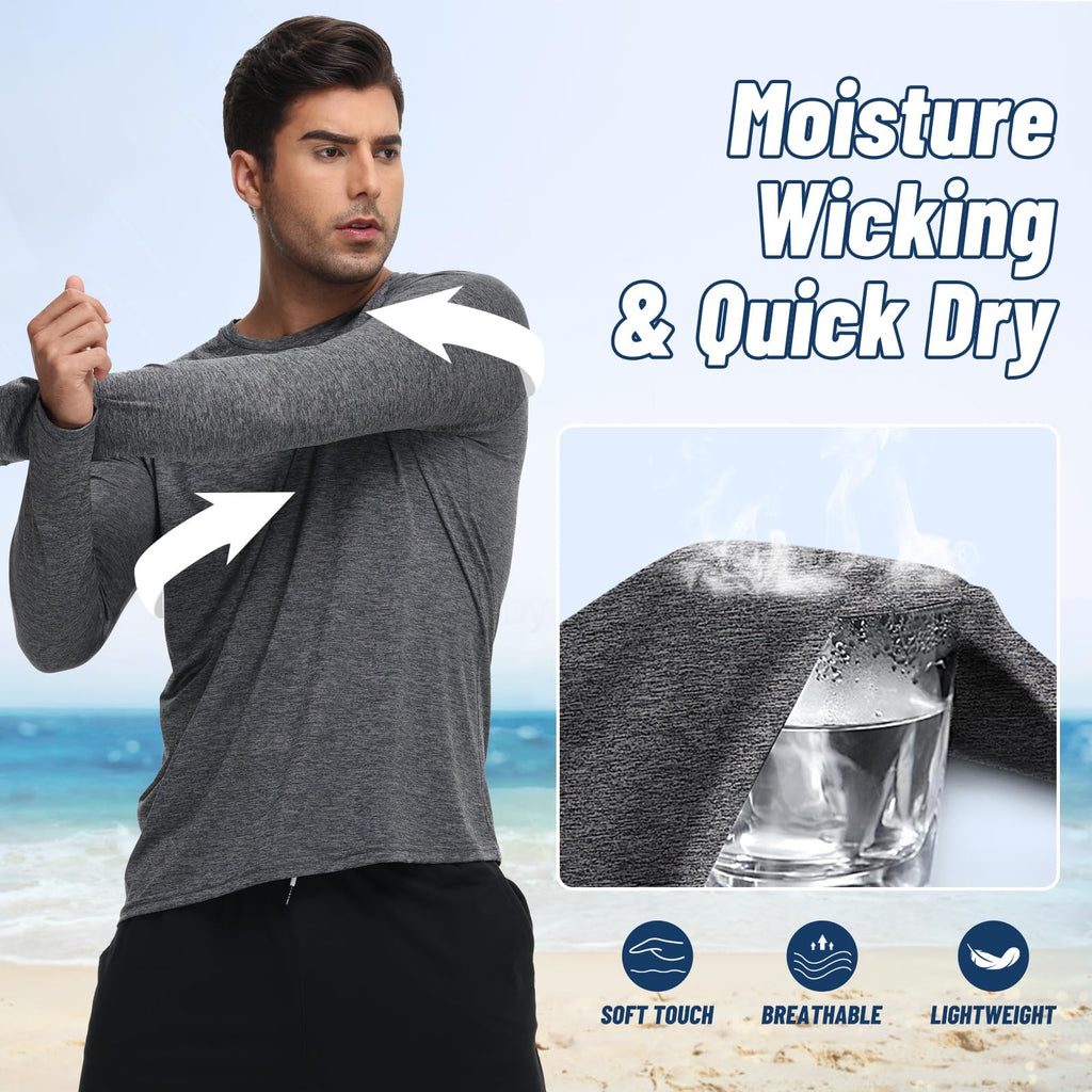 3 Pack Long Sleeve Shirts for Men Sun Protection Quick Dry Workout T Shirts