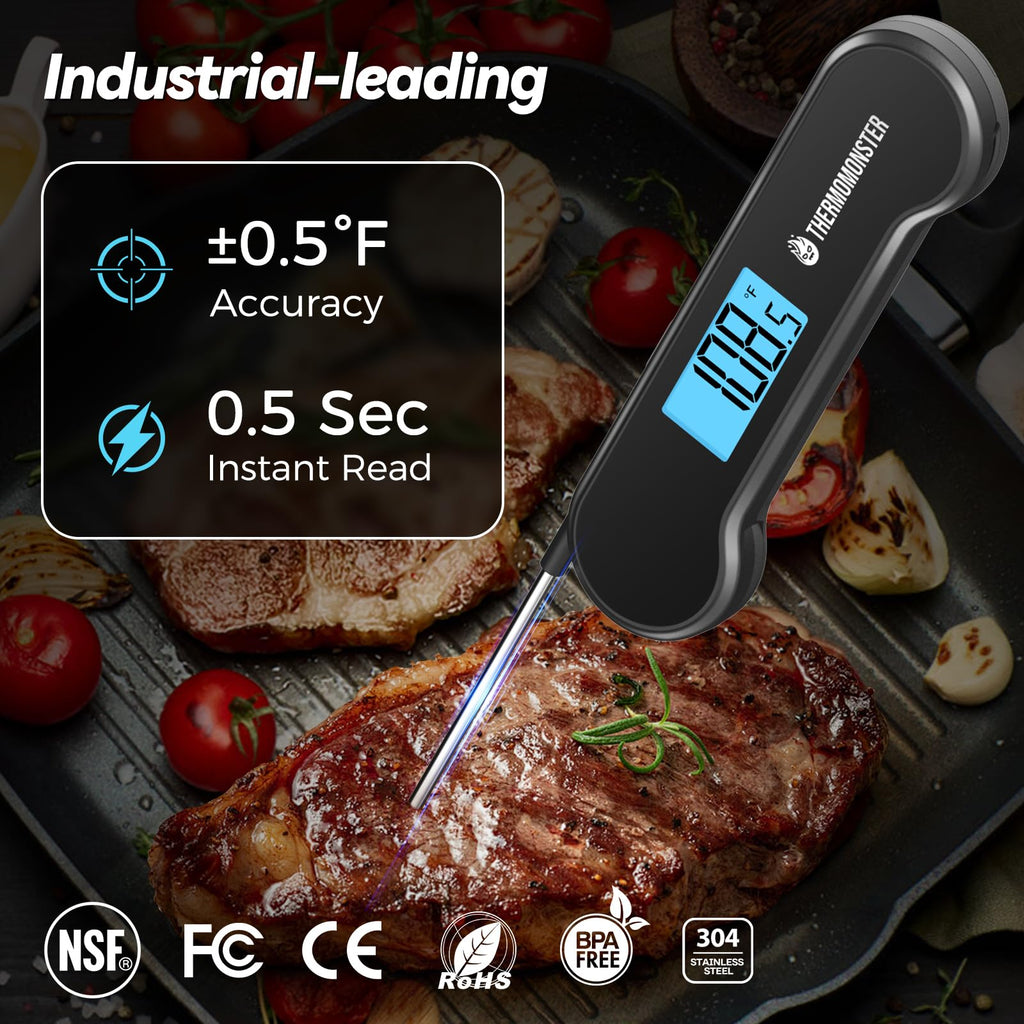0.5 Sec Instant Read Meat Thermometer Digital for Cooking, Red