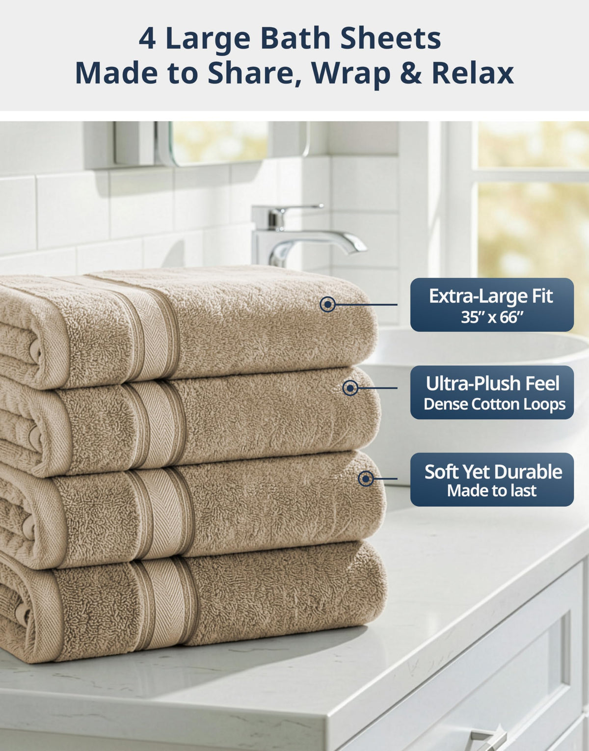 LANE LINEN Bath Towel Set 100% Cotton 18 Piece Soft Absorbent - Grey