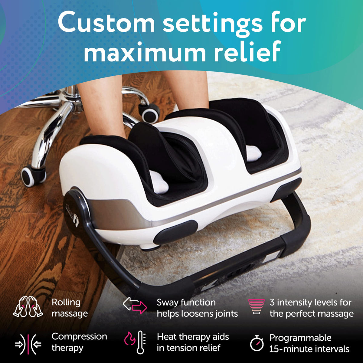 Cloud Massage Shiatsu Foot Massager with Heat, Standard Size, White