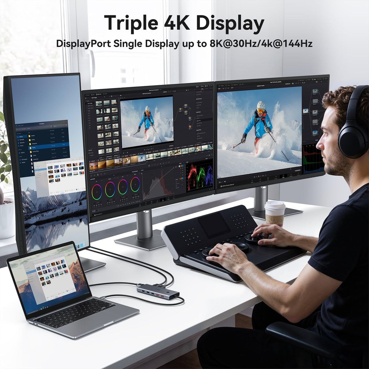 USB C Laptop Docking Station Dual Monitor HDMI USB C Hub Multiport Adapter