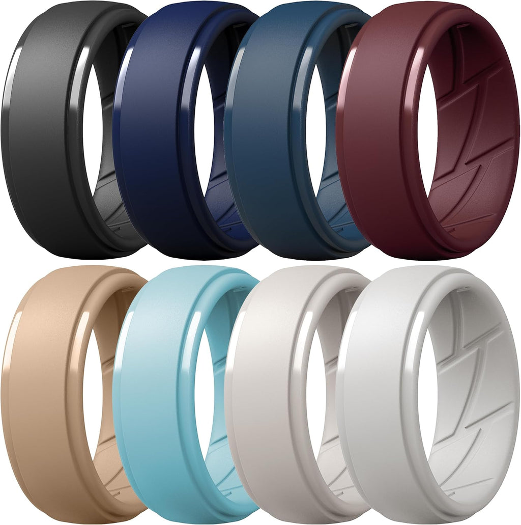ThunderFit Men's Silicone Rings, Breathable Rubber Bands, 10mm Wide