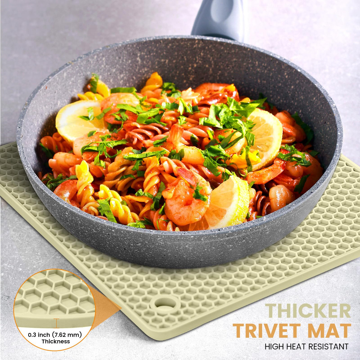 Silicone Trivet Mats 4 Heat Resistant Pot Holders Multipurpose Non-Slip Hot Pads for Kitchen Potholders, Drying mat, Jar Opener, Spoon Holder, Coaster(Dark Grey)