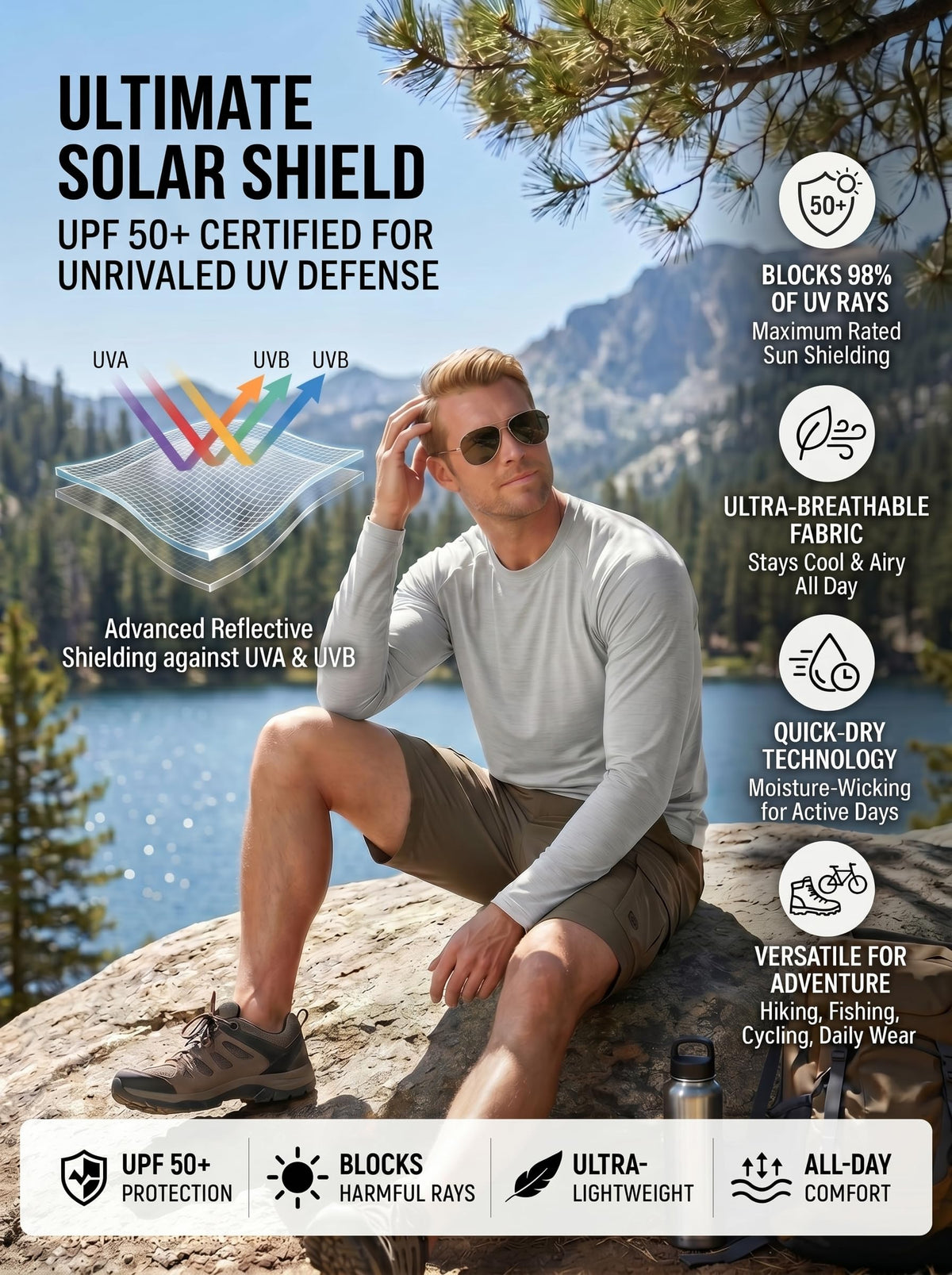 OYGSieg 6/7 Pack Men's Quick Dry Long Sleeve UPF50+ Sun Shirts