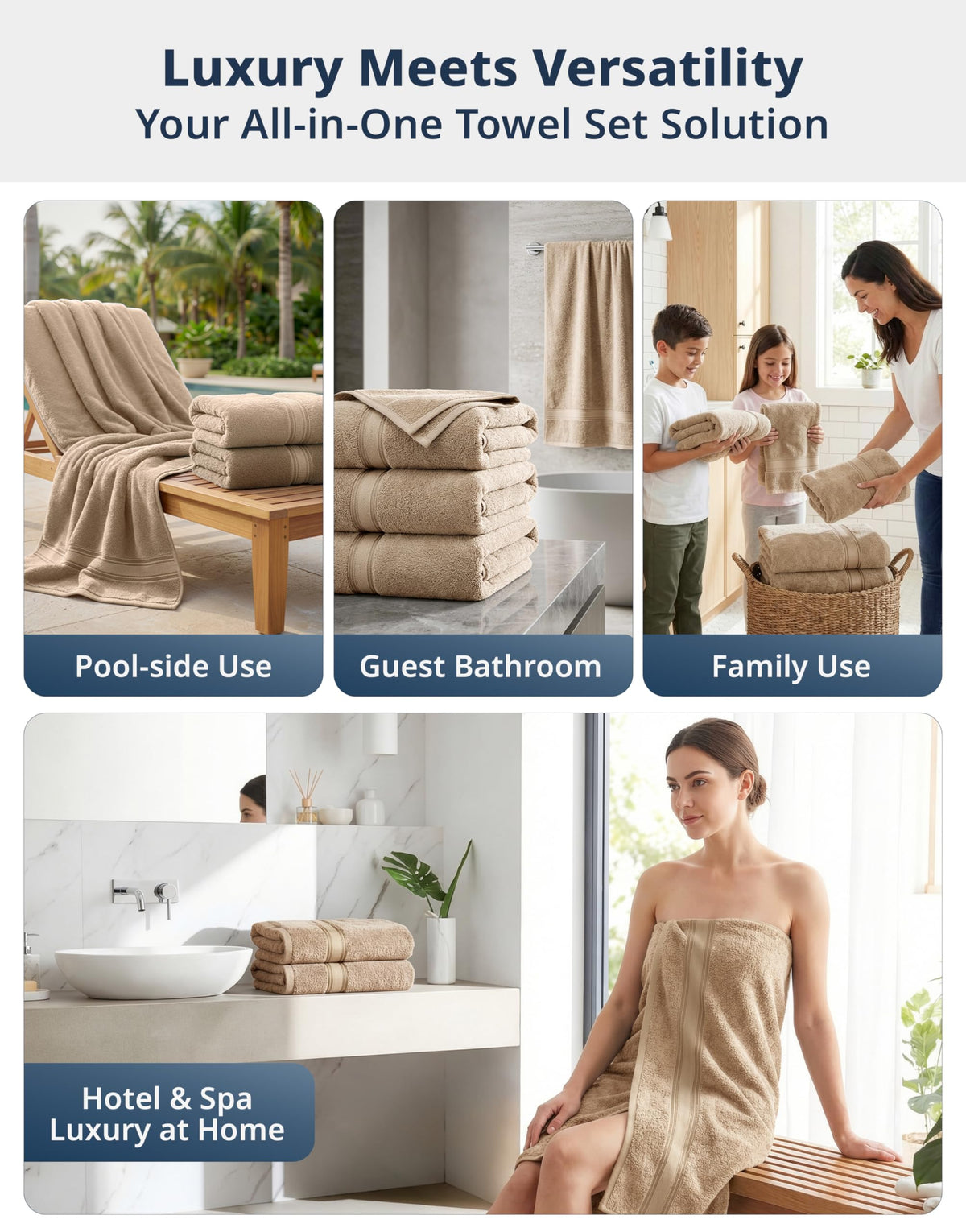 LANE LINEN Bath Towel Set 100% Cotton 18 Piece Soft Absorbent - Grey