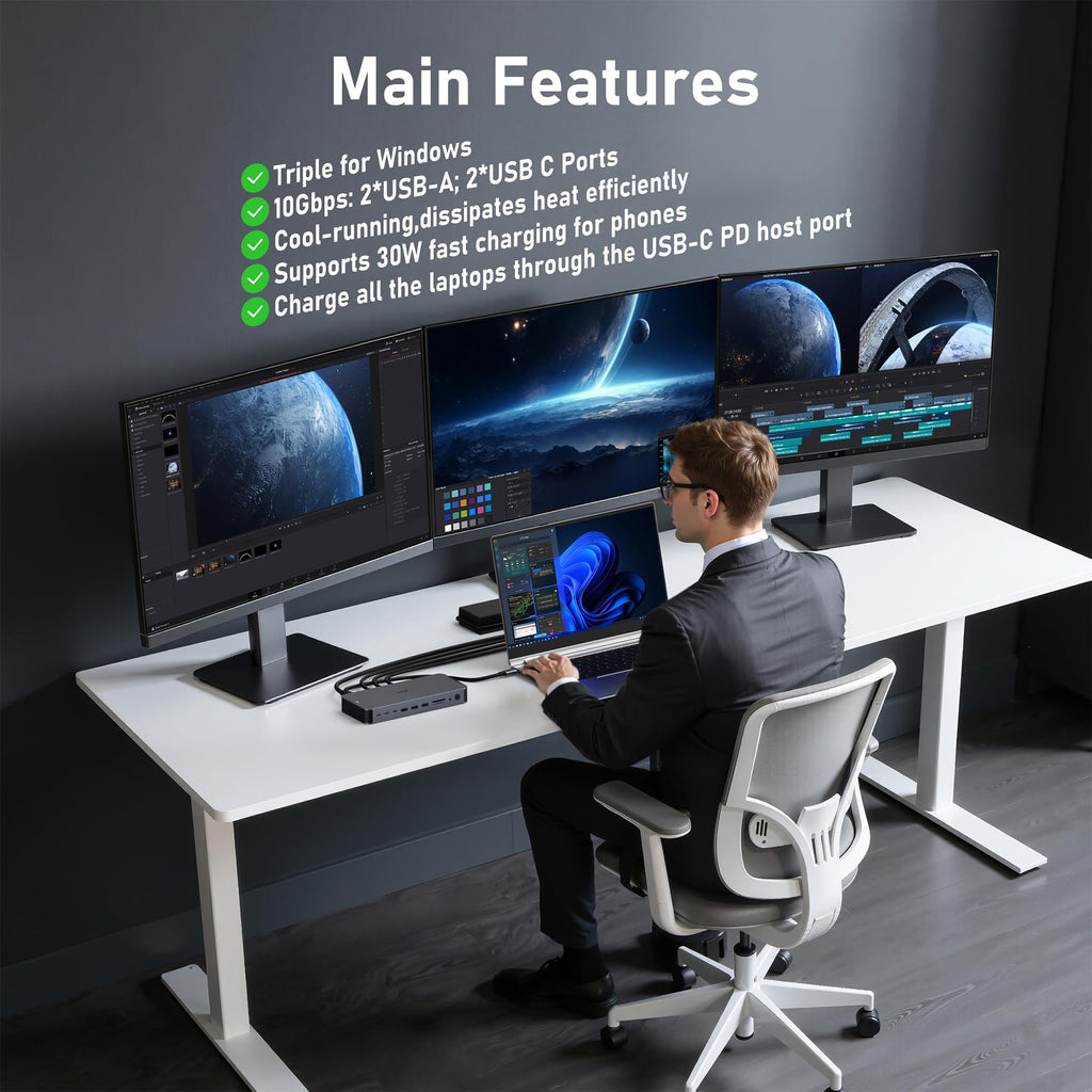 USB C Laptop Docking Station Dual Monitor HDMI USB C Hub Multiport Adapter