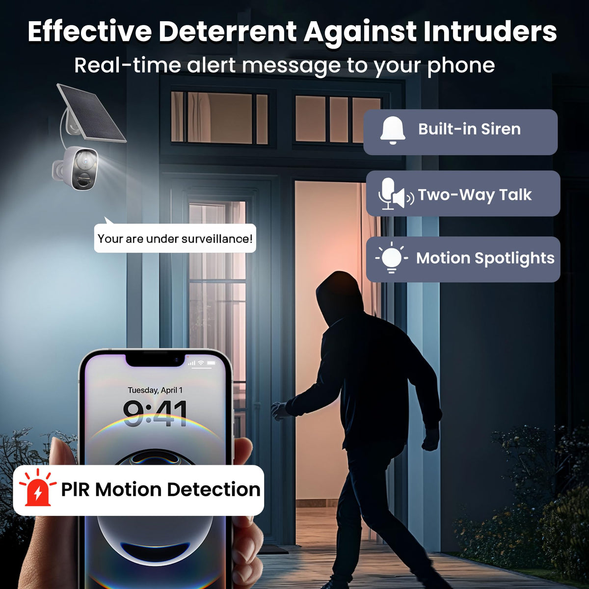 2026 Upgraded 2K Security Cameras Wireless Outdoor, Free Cloud Storage, 1-6 Months Battery Life, Waterproof, 2-Way Talk, AI Motion Detection Spotlight Siren Alarm Cameras for Home Security