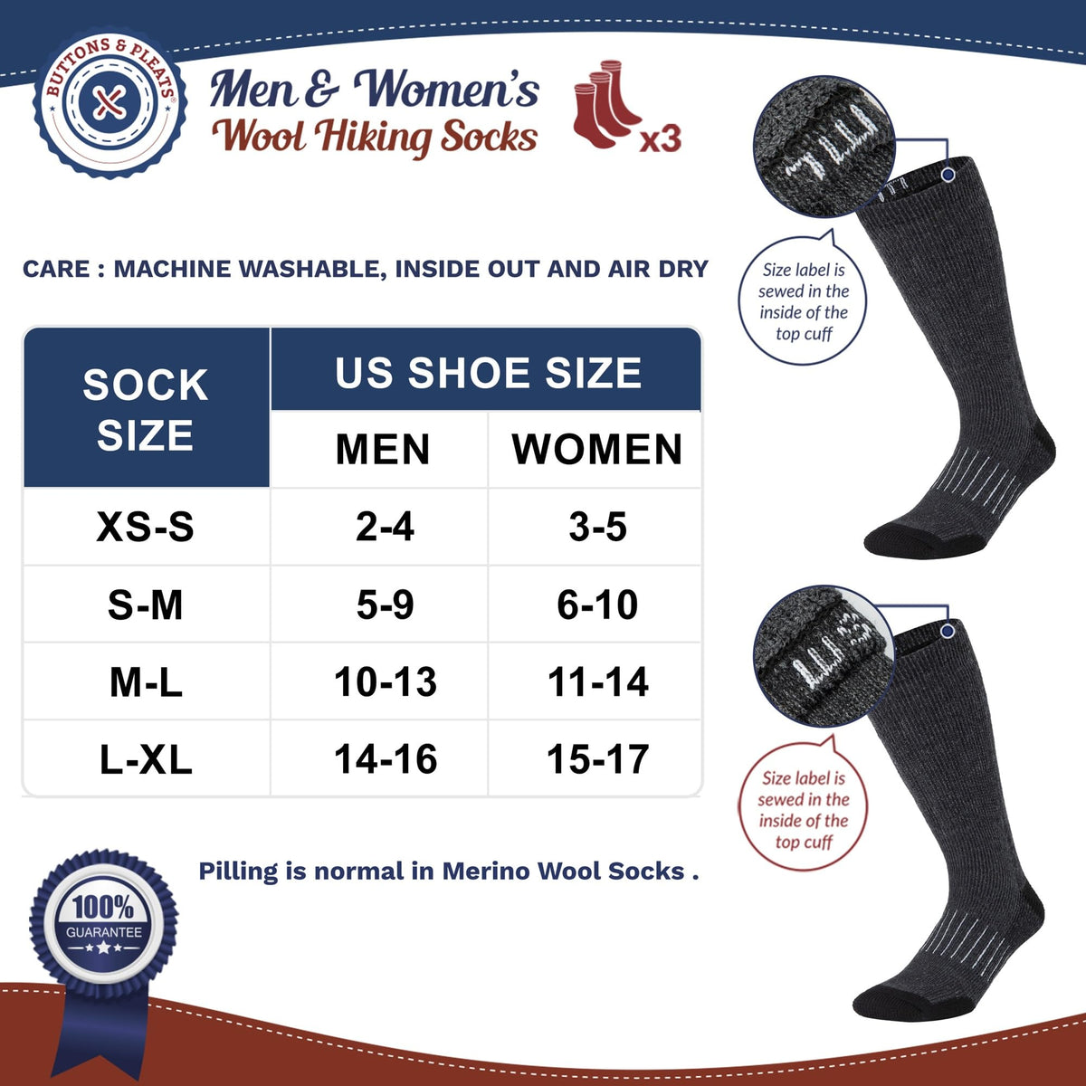 Wool Socks for Men & Women Merino Thermal Warm Cozy Winter Boot Sock