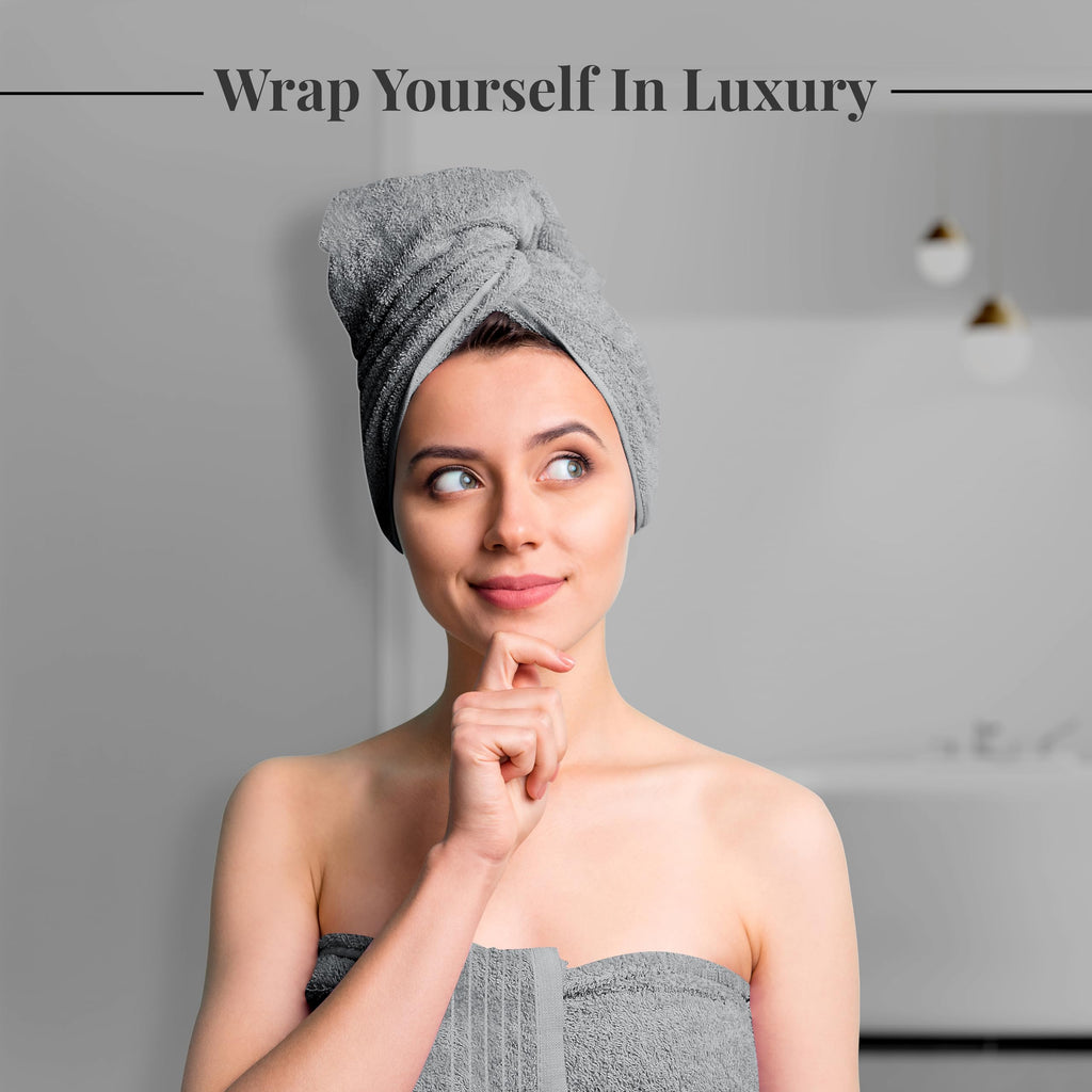 Tens Towels 8 Piece Towel Set, 2 XL Bath, 2 Hand, 4 Washcloth, Black