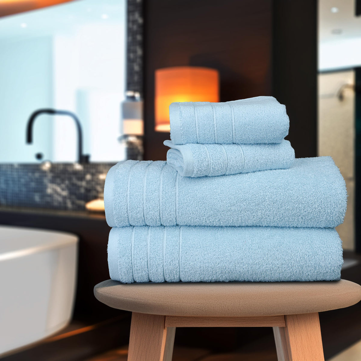 Tens Towels 8 Piece Towel Set, 2 XL Bath, 2 Hand, 4 Washcloth, Black