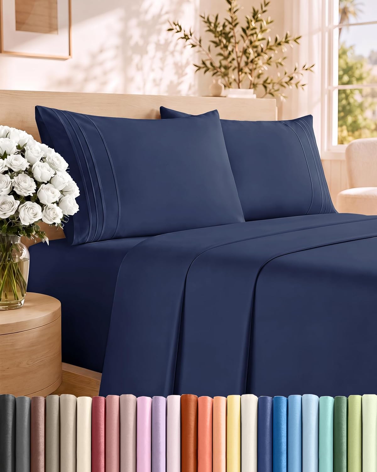 Short Queen Size 4 Piece Bed Sheet Set - RV Short Queen Sheets - Dark Grey
