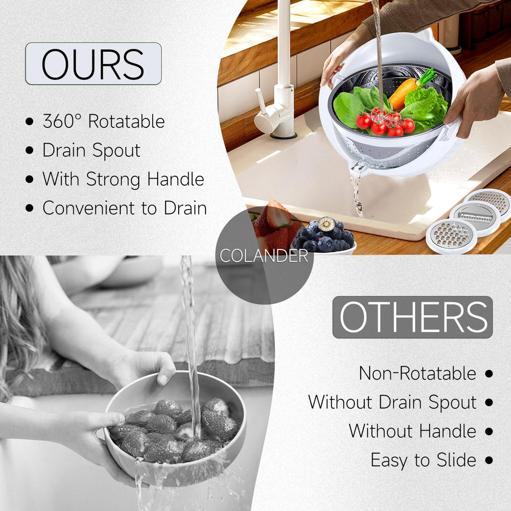 Over the Sink Colander - Strainers and Colanders - Sink Strainer Basket - Expandable Fine Mesh Strainer with Rubber Grip for Veggie, Fruits, Pasta, Home Kitchen Essentials (9.5W x 13.4-21.3L x 3.3H)