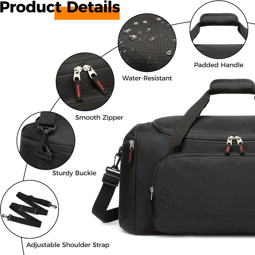 Gym Bag for Men & Women - 50L Large Duffle Bag for Travel, Black