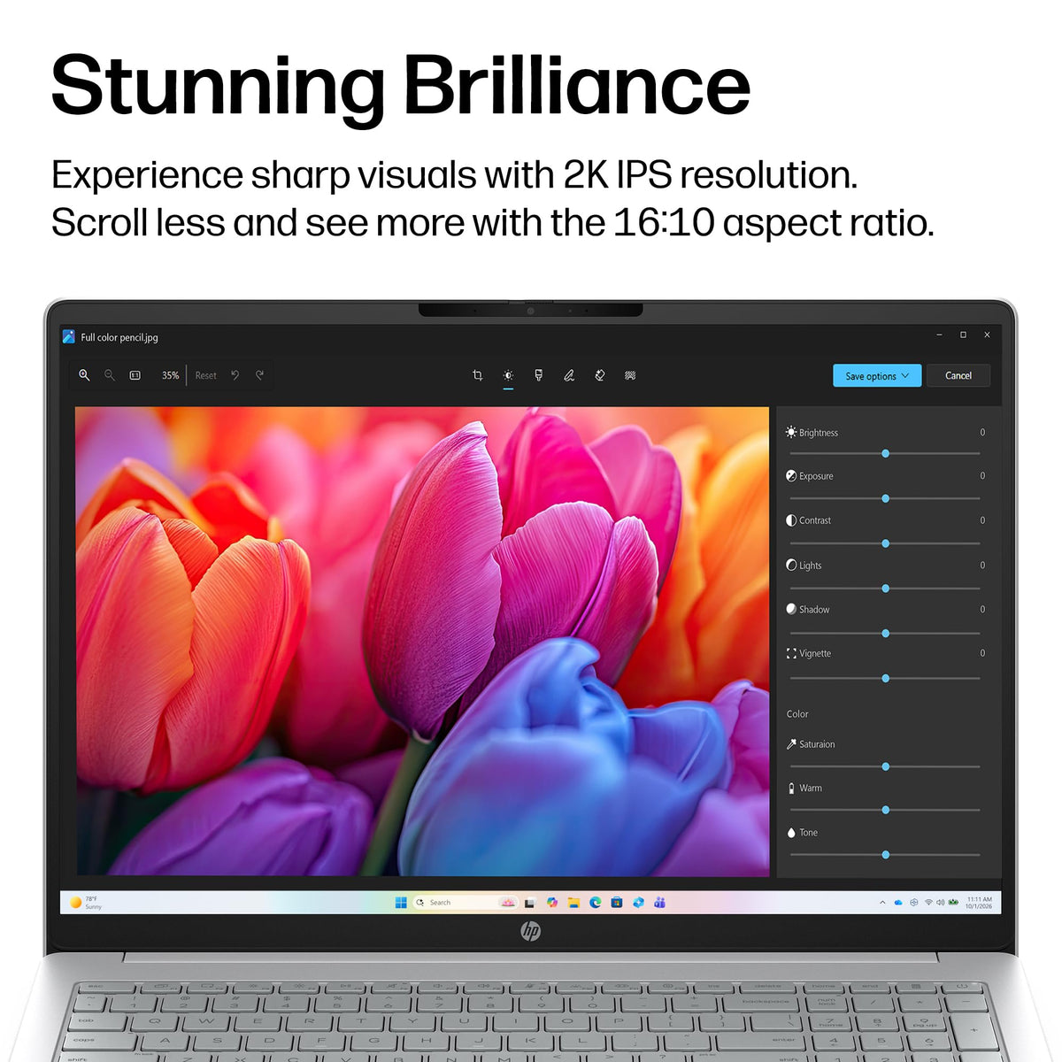 HP OmniBook 3 16 inch Laptop PC, 2K Touchscreen, AMD Ryzen 5 40, 8 GB RAM, 512 GB SSD, AMD Radeon 610M GPU, Windows 11 Home, Glacier Silver, 16-by0499nr