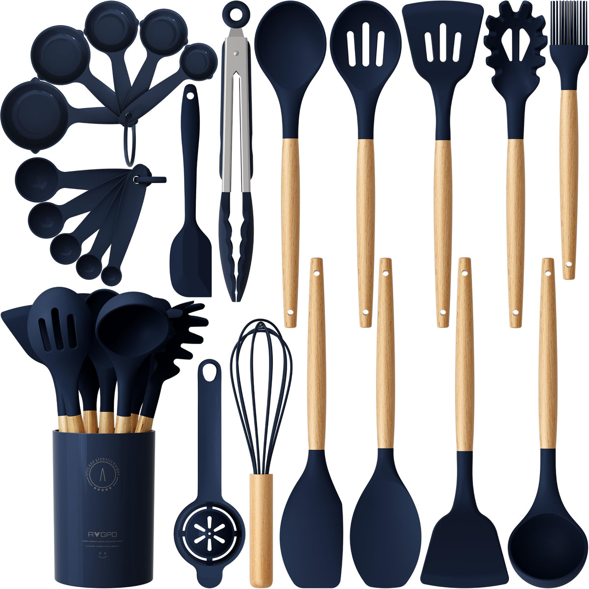 Silicone Kitchen Utensils Set, Heat-Resistant Cooking Utensils, BPA-Free