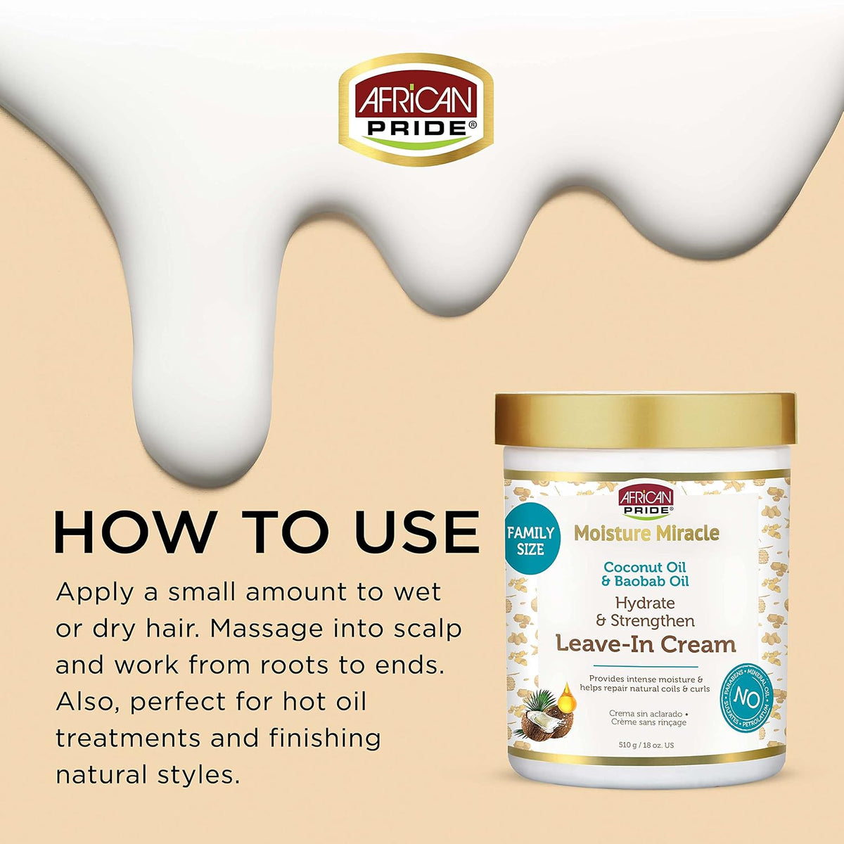 African Pride Moisture Miracle Leave-In Cream, 18 Oz