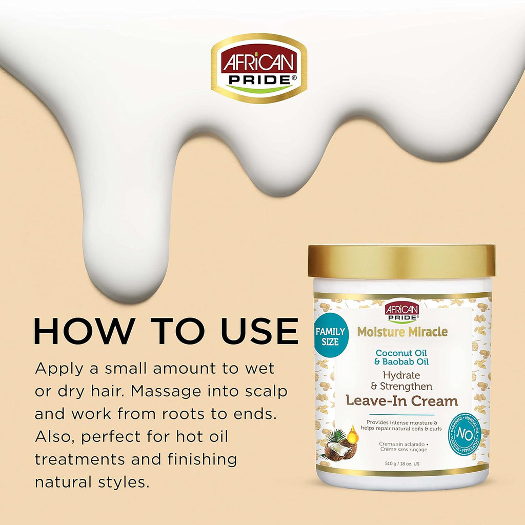 African Pride Moisture Miracle Leave-In Cream, 18 Oz