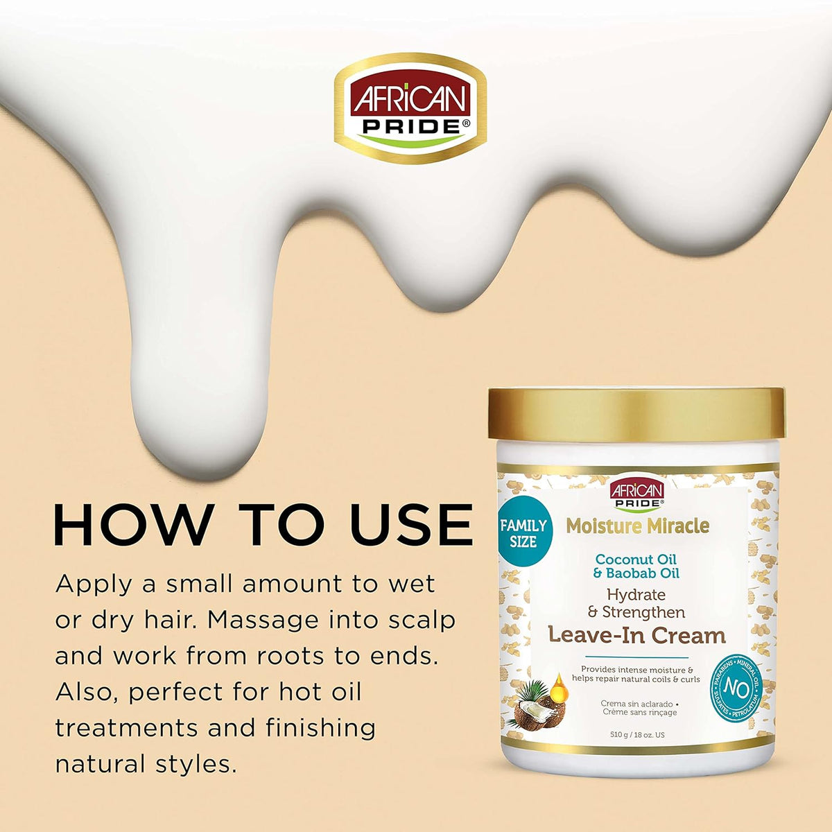 African Pride Moisture Miracle Leave-In Cream, 18 Oz