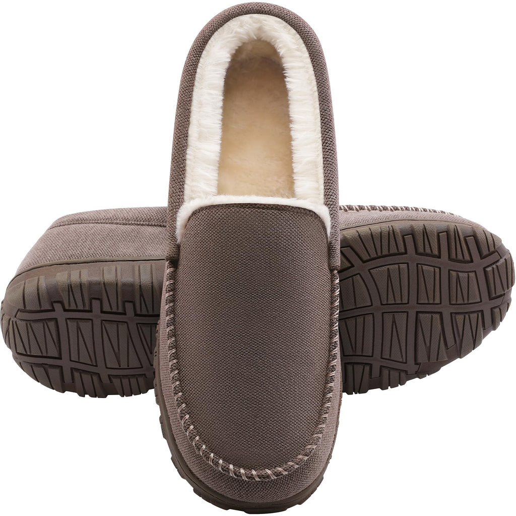 shoeslocker Men's Slippers Indoor Outdoor Warm Soft Plush Memory Foam House Slippers for Men Comfortable Bedroom Moccasin Slipper Non-Slip