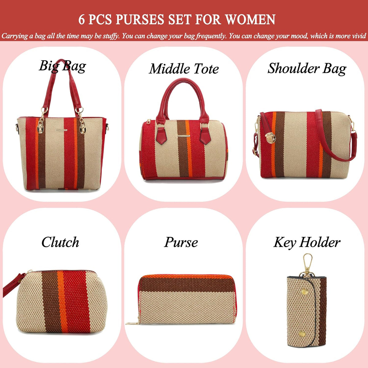 2E-youth Damen Geldbrsen und Handtaschen Set Tragetasche, Umhngetasche