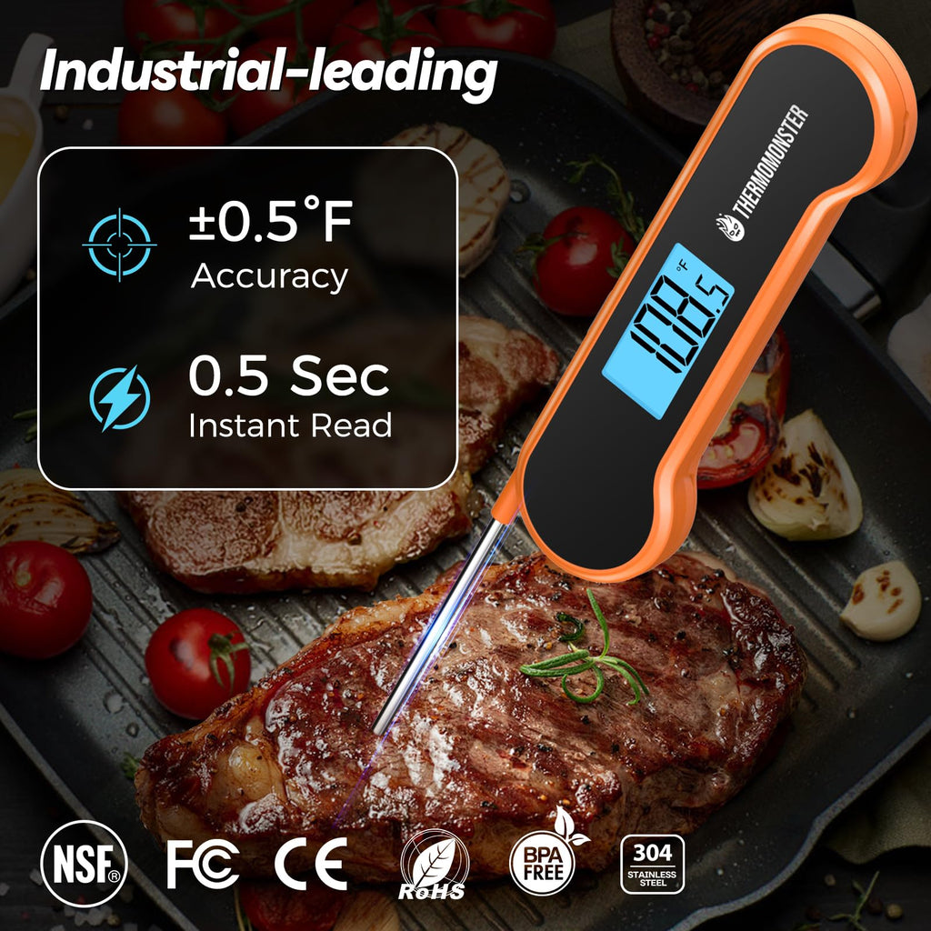 0.5 Sec Instant Read Meat Thermometer Digital for Cooking, Red